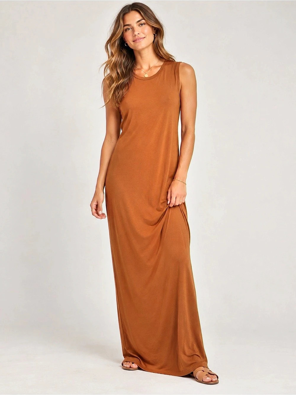 Unknown Brand Sleeveless Maxi Dress in Brown Size /L